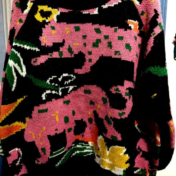 Umgee USA Oversized Colorful Animal Elephant Print Pullover Sweater Sz XL NEW - Picture 5 of 6